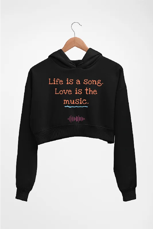 Love Music Crop HOODIE FOR WOMEN Hoodie with Typography Text Message