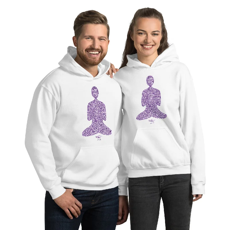 Meditation T Unisex Hoodie Purple/White Hoodie with Lace Feminine Delicate