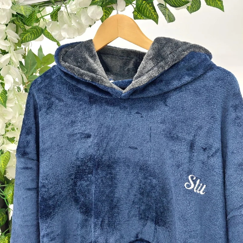 Navy Snuggle Hoodie Hoodie with Drawstring Waist Adjustable Fitted