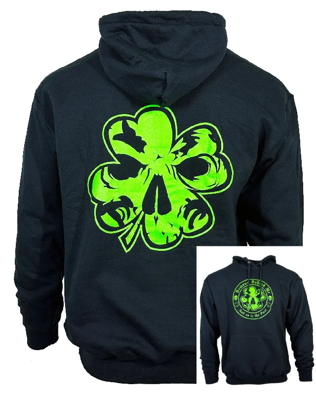 Clover Black Hoodie - Unisex Hoodie with Lace Feminine Delicate
