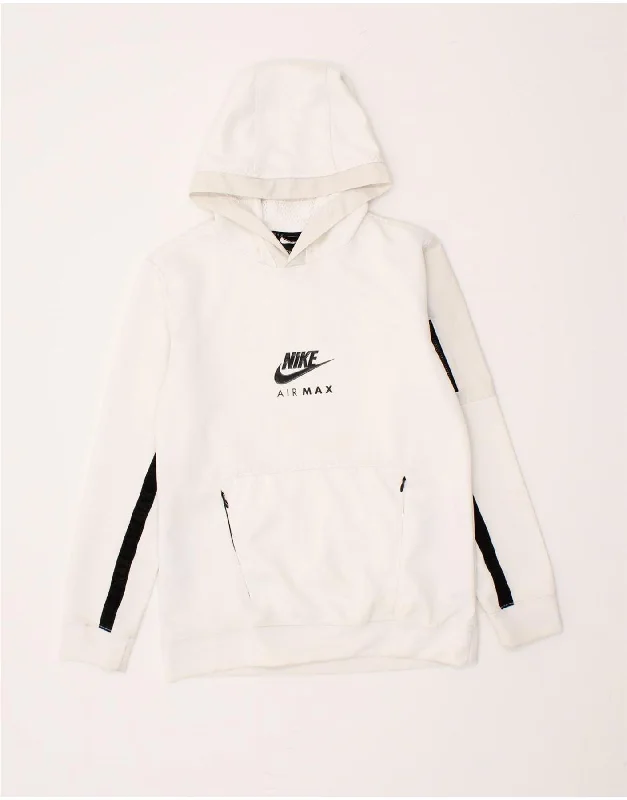 NIKE Boys Graphic Hoodie Jumper 10-11 Years Medium White Polyester Hoodie with Typography Text Message NIKE Boys Graphic Hoodie Jumper 10-11 Years Medium White Polyester Hoodie with Typography Text Message