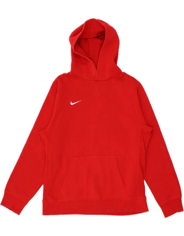 NIKE Boys Hoodie Jumper 13-14 Years XL Red Hoodie with Print Artistic Unique