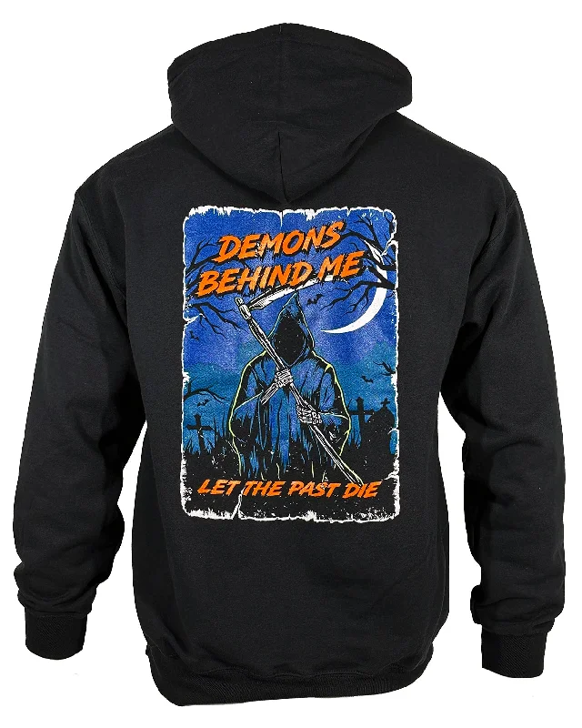Closeout - Reaper Unisex Black Hoodie Hoodie with Tied Waist Feminine Flattering