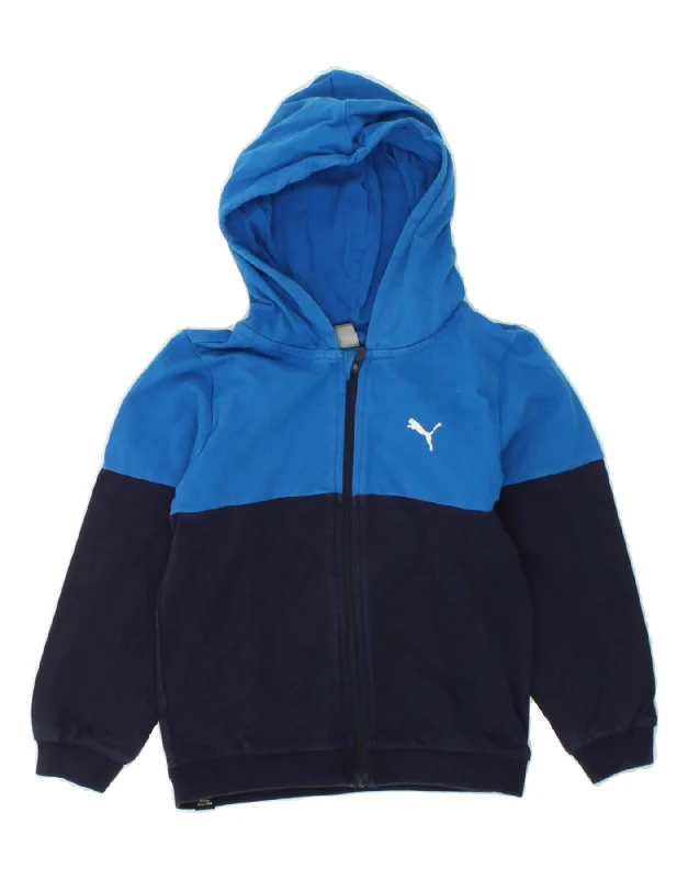 PUMA Boys Zip Hoodie Sweater 3-4 Years Navy Blue Colourblock Cotton Hoodie with Hem Drawcord Adjustable Customizable PUMA Boys Zip Hoodie Sweater 3-4 Years Navy Blue Colourblock Cotton Hoodie with Hem Drawcord Adjustable Customizable