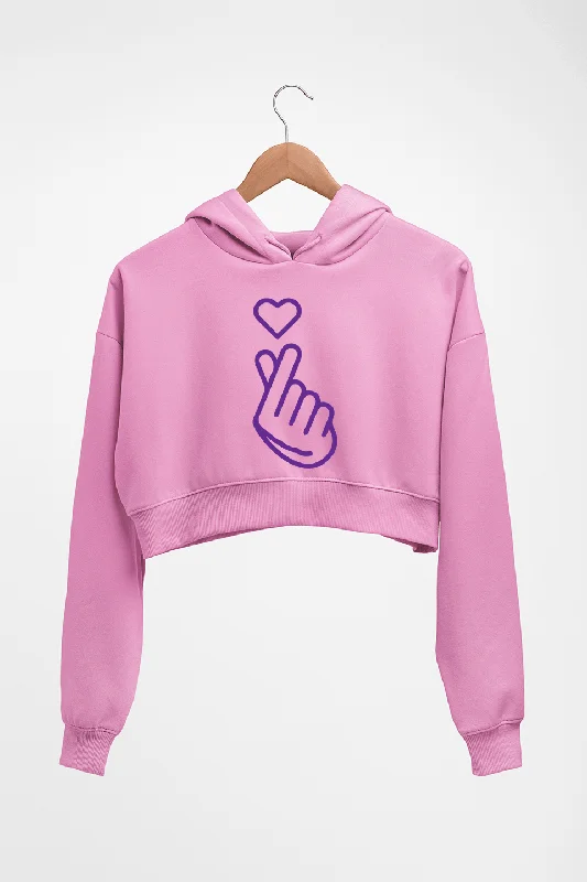 Purple Heart Crop HOODIE FOR WOMEN Hoodie with Raglan Sleeves Sporty Comfortable