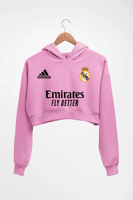 Real Madrid 2021-22 Crop HOODIE FOR WOMEN Hoodie with Drawcord Adjustable Secure