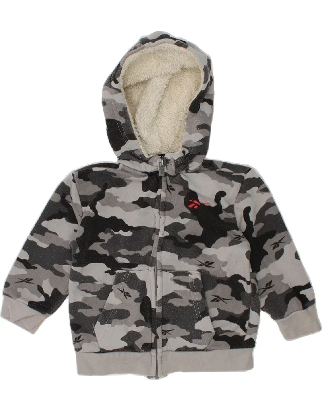 REEBOK Baby Boys Zip Hoodie Sweater 18-24 Months Grey Camouflage Cotton Hoodie with Reflective Safety Nightwear REEBOK Baby Boys Zip Hoodie Sweater 18-24 Months Grey Camouflage Cotton Hoodie with Reflective Safety Nightwear
