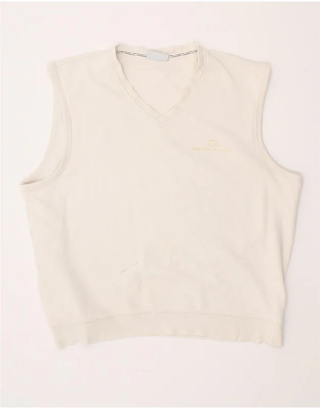 SERGIO TACCHINI Mens Sleeveless Sweatshirt Jumper 3XL Off White Hoodie with Stripes Bold Sporty SERGIO TACCHINI Mens Sleeveless Sweatshirt Jumper 3XL Off White Hoodie with Stripes Bold Sporty