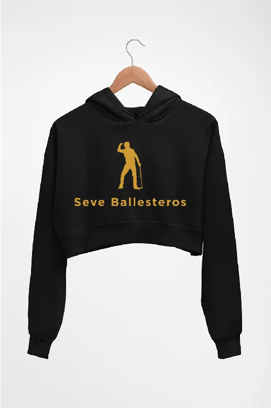 Seve Ballesteros Golf Crop HOODIE FOR WOMEN Hoodie with Button Placket Classic Preppy