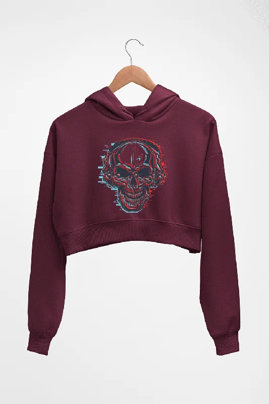 Skull Crop HOODIE FOR WOMEN Hoodie with Toggle Buttons Decorative Unique