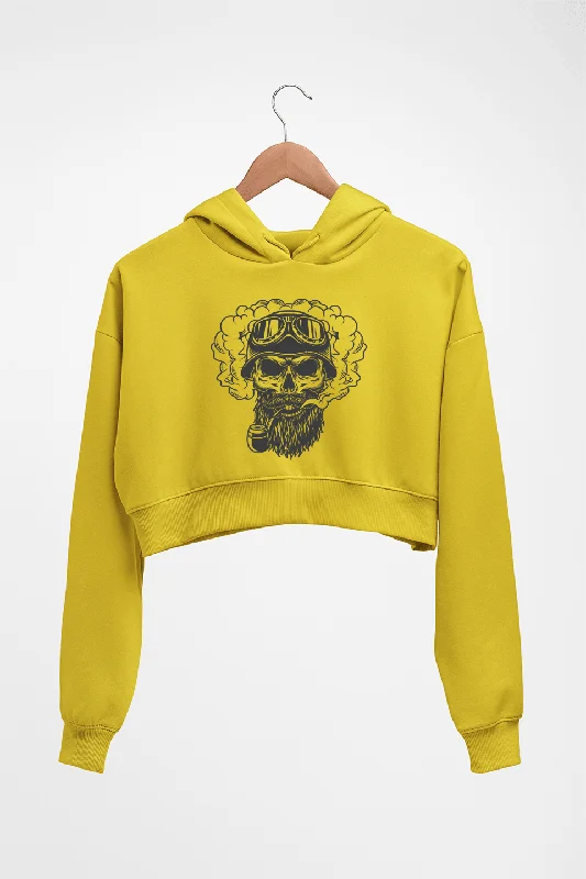 Skull Crop HOODIE FOR WOMEN Hoodie with Hem Raw Edge Edgy Unfinished
