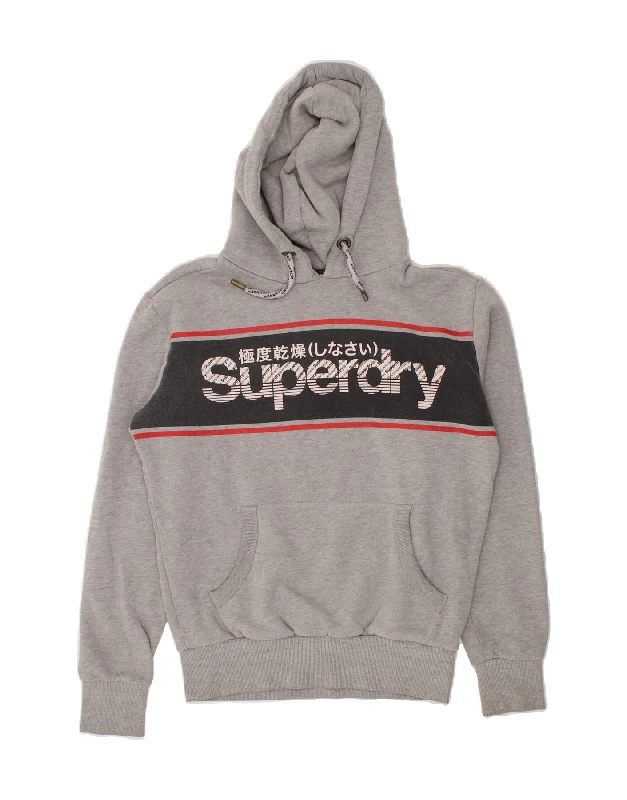 SUPERDRY Mens Graphic Hoodie Jumper Small Grey Cotton Hoodie with Oversized Fit Loose Comfortable SUPERDRY Mens Graphic Hoodie Jumper Small Grey Cotton Hoodie with Oversized Fit Loose Comfortable