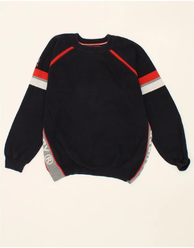 SUPERDRY Womens Sweatshirt Jumper UK 10 Small Navy Blue Colourblock Cotton Hoodie with Rhinestones Sparkly Elegant SUPERDRY Womens Sweatshirt Jumper UK 10 Small Navy Blue Colourblock Cotton Hoodie with Rhinestones Sparkly Elegant
