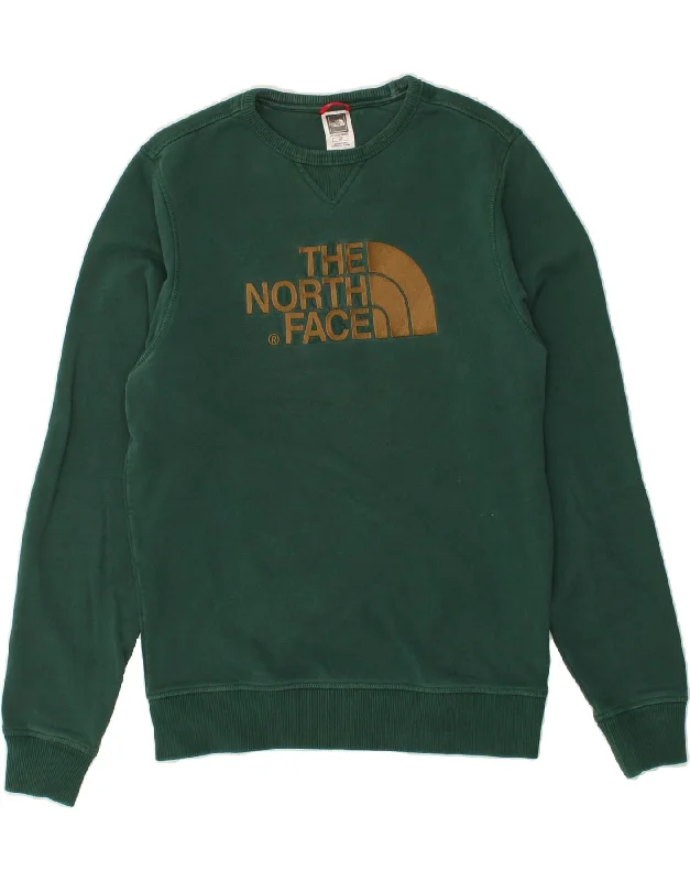 THE NORTH FACE Mens Graphic Sweatshirt Jumper Small Green Cotton Hoodie with Gradient Ombre Colorful