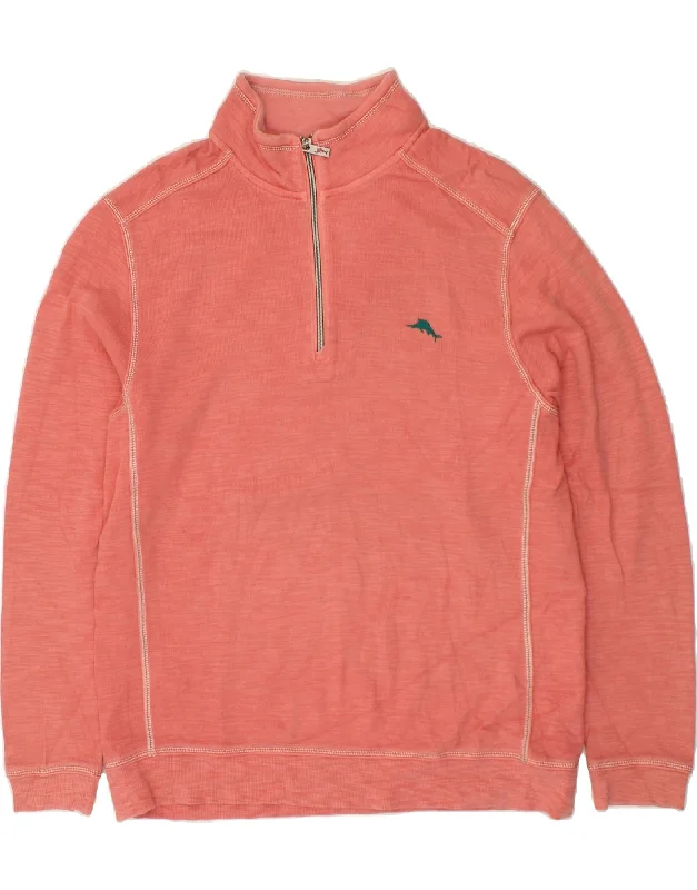 TOMMY BAHAMA Mens Zip Neck Sweatshirt Jumper Large Pink Cotton Hoodie with Crew Neck Simple Timeless TOMMY BAHAMA Mens Zip Neck Sweatshirt Jumper Large Pink Cotton Hoodie with Crew Neck Simple Timeless