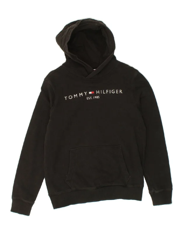TOMMY HILFIGER Boys Graphic Hoodie Jumper 13-14 Years Black Cotton Hoodie with Hem Fringe Bohemian Relaxed TOMMY HILFIGER Boys Graphic Hoodie Jumper 13-14 Years Black Cotton Hoodie with Hem Fringe Bohemian Relaxed