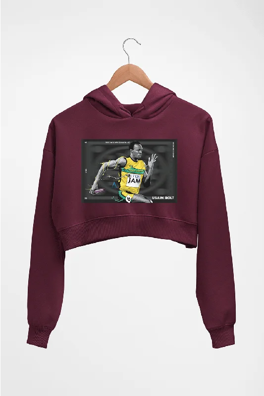 Usain Bolt Crop HOODIE FOR WOMEN Hoodie with Lace Feminine Delicate