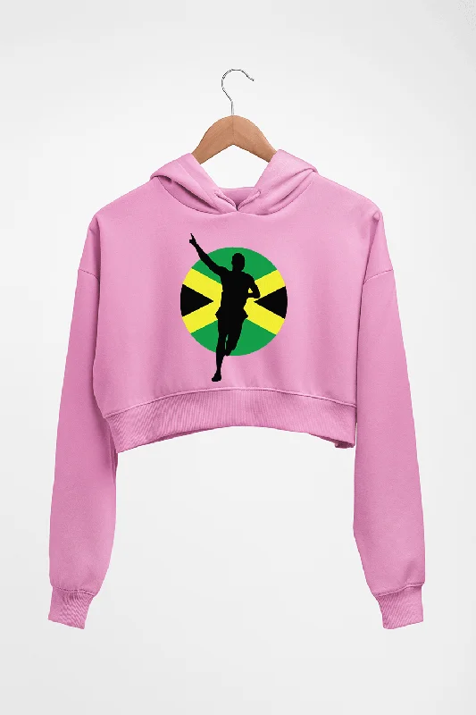 Usain Bolt Crop HOODIE FOR WOMEN Hoodie with Bell Sleeves Flared Feminine