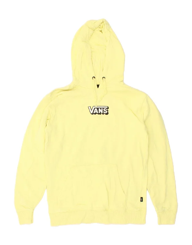 VANS Mens Graphic Hoodie Jumper Small Yellow Cotton Hoodie with Camouflage Military Edgy