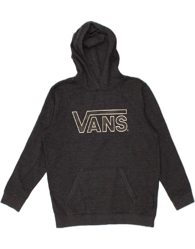 VANS Womens Graphic Hoodie Jumper UK 18 XL Grey Hoodie with Ribbed Cuffs Snug Fit Comfort