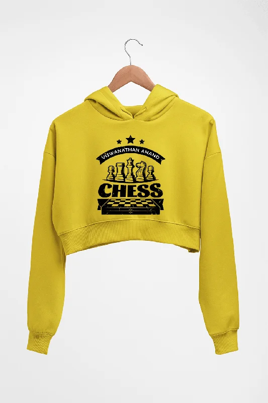 Viswanathan Anand Chess Crop HOODIE FOR WOMEN Hoodie with Pattern Geometric Abstract