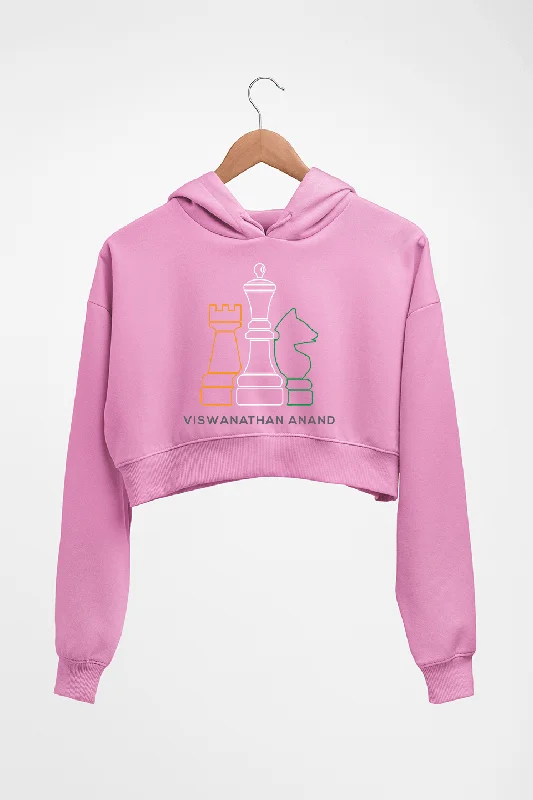 Viswanathan Anand Chess Crop HOODIE FOR WOMEN Hoodie with Illustration Artistic Creative