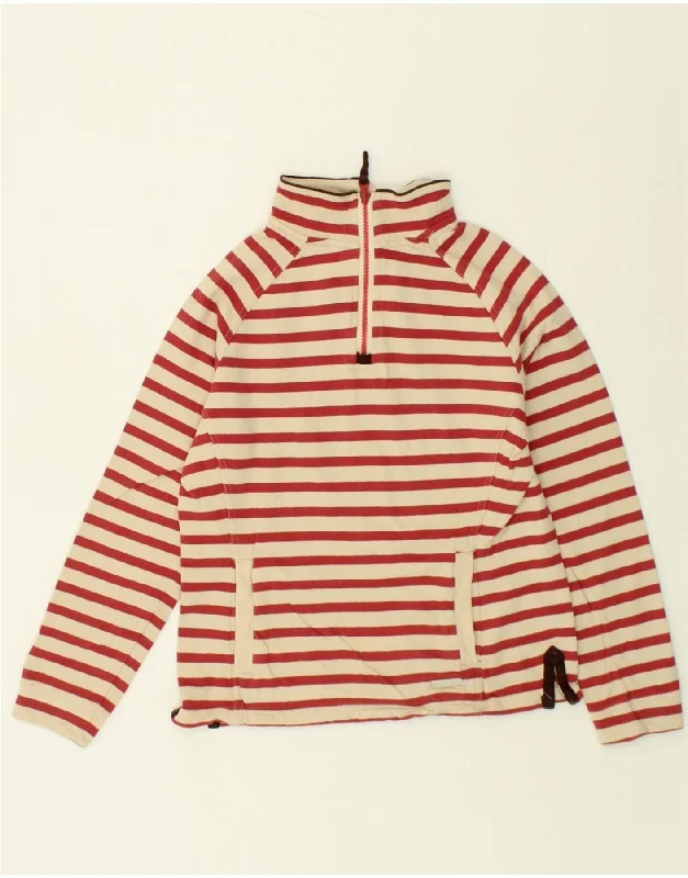 WEIRD FISH Womens Zip Neck Sweatshirt Jumper UK 8 Small Red Striped Cotton Hoodie with Belted Waist Structured Tailored WEIRD FISH Womens Zip Neck Sweatshirt Jumper UK 8 Small Red Striped Cotton Hoodie with Belted Waist Structured Tailored