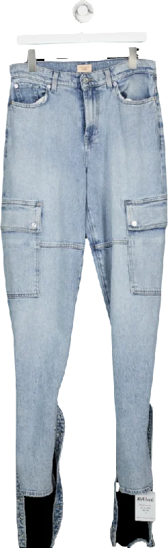 7 For All Mankind Blue X Chiara Biasi Low Rise Belted Cargo Jeans W27 Fashionable Distressed Jeans