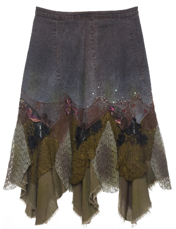 A-Line Customised Denim Skirt - M denim skirt classic
