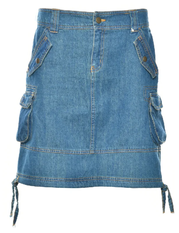 A-Line Denim Cargo Skirt - L leather skirt bold