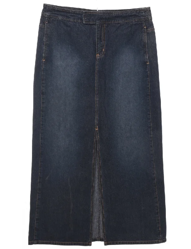 A-Line Denim Skirt - L linen skirt natural