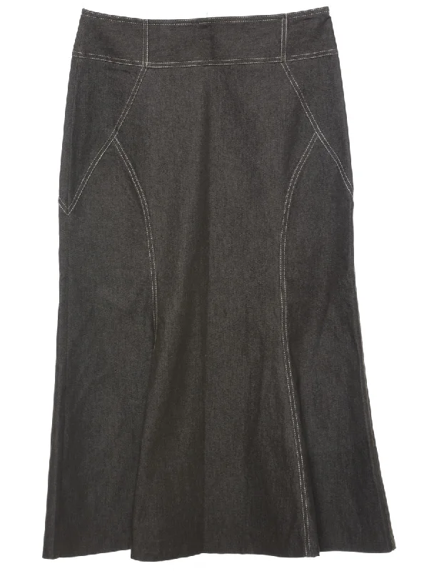 A-Line Denim Skirt - L velvet skirt glossy