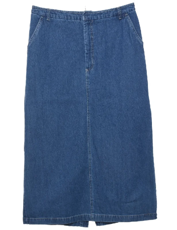 A-Line Denim Skirt - L lace skirt feminine
