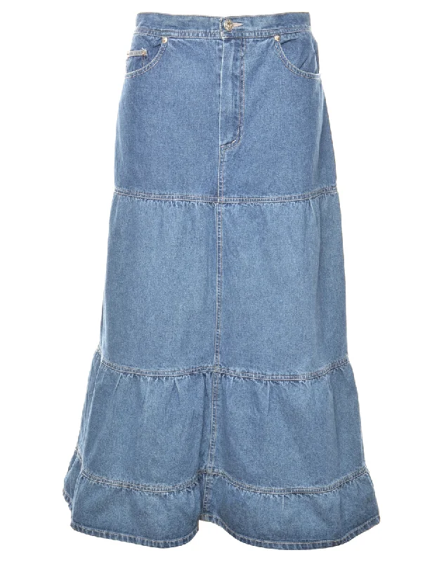 A-Line Denim Skirt - L linen skirt light