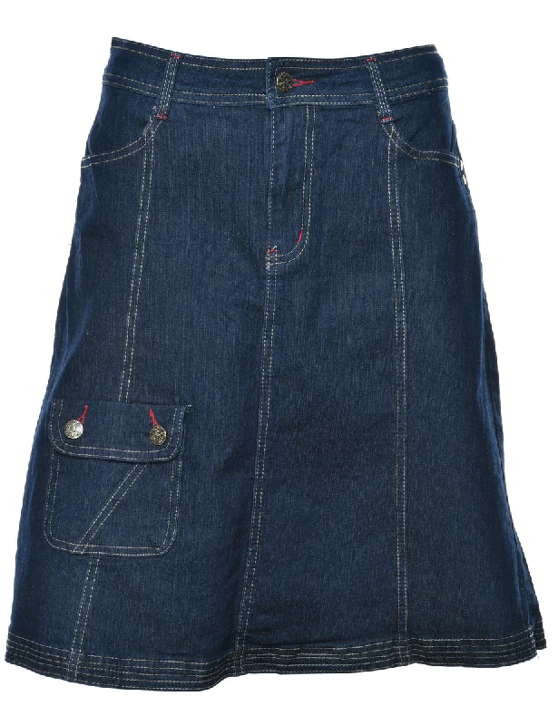 A-Line Denim Y2K Cargo Skirt - M a-line skirt cut