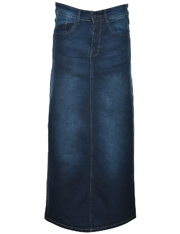 A-Line Denim Skirt - M leather skirt bold