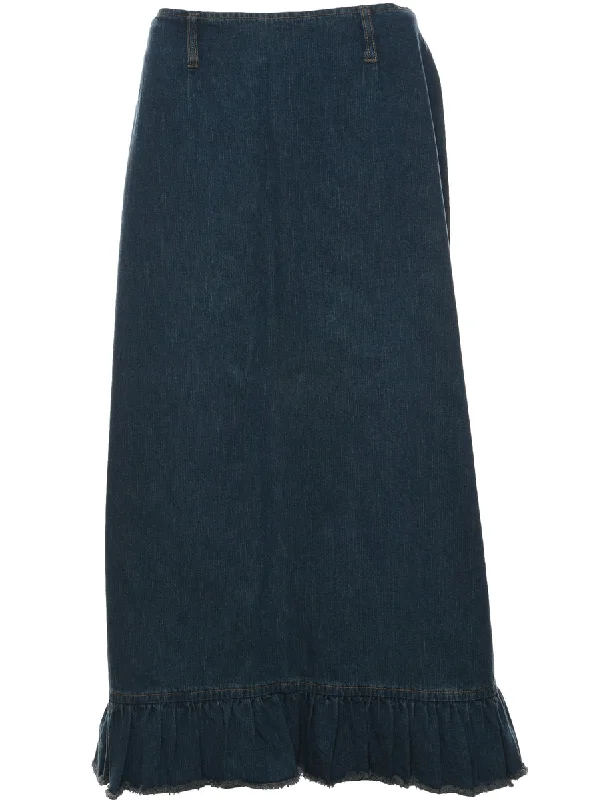 A-Line Denim Skirt - M linen skirt natural