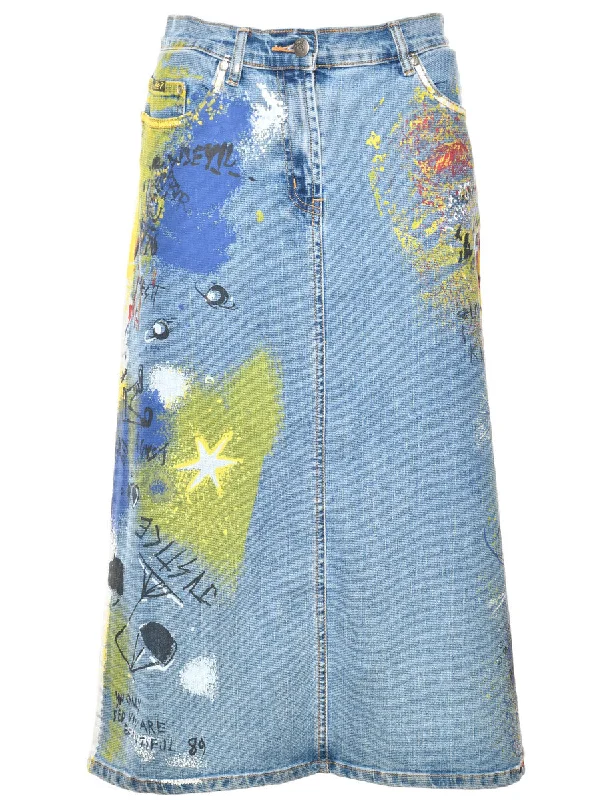 A-Line Denim Skirt - M linen skirt airy