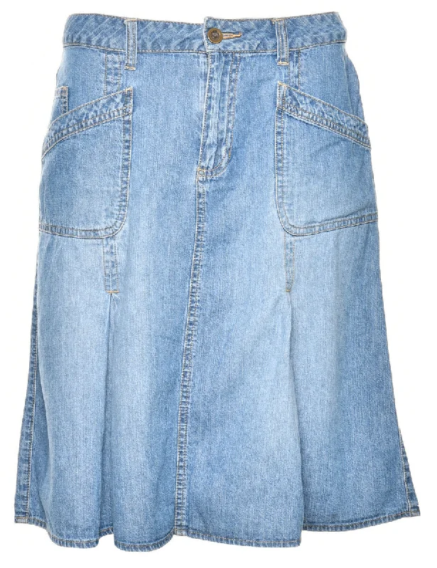 A-Line Denim Skirt - M silk skirt smooth