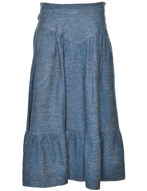 A-Line Denim Skirt - S cotton skirt soft