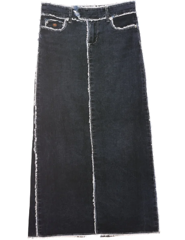 A-Line Y2K Denim Skirt - S silk skirt lustrous