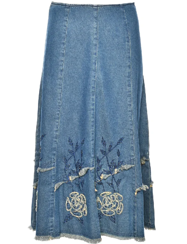 A-Line Denim Skirt - S flowy skirt hem