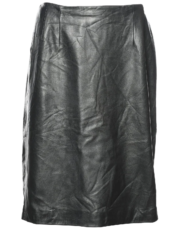 A-Line Leather Skirt - L denim skirt durable