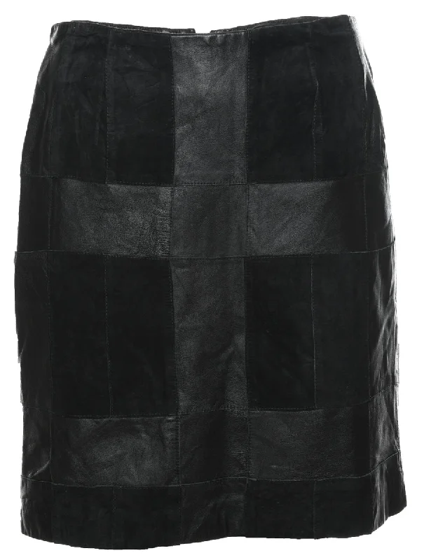 A-Line Leather Skirt - M floral skirt print