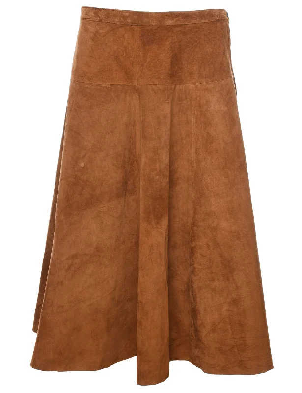 A-Line Suede Skirt - M high slit skirt