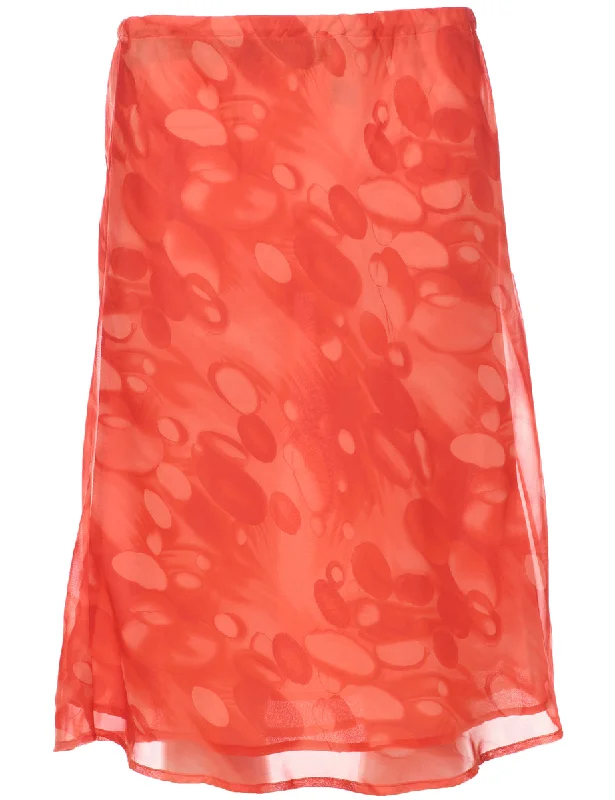 Abstract Print A-line Skirt - M linen skirt light
