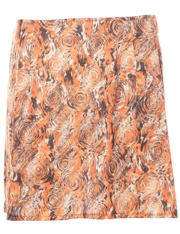 Abstract Print A-line Skirt - M corduroy skirt durable