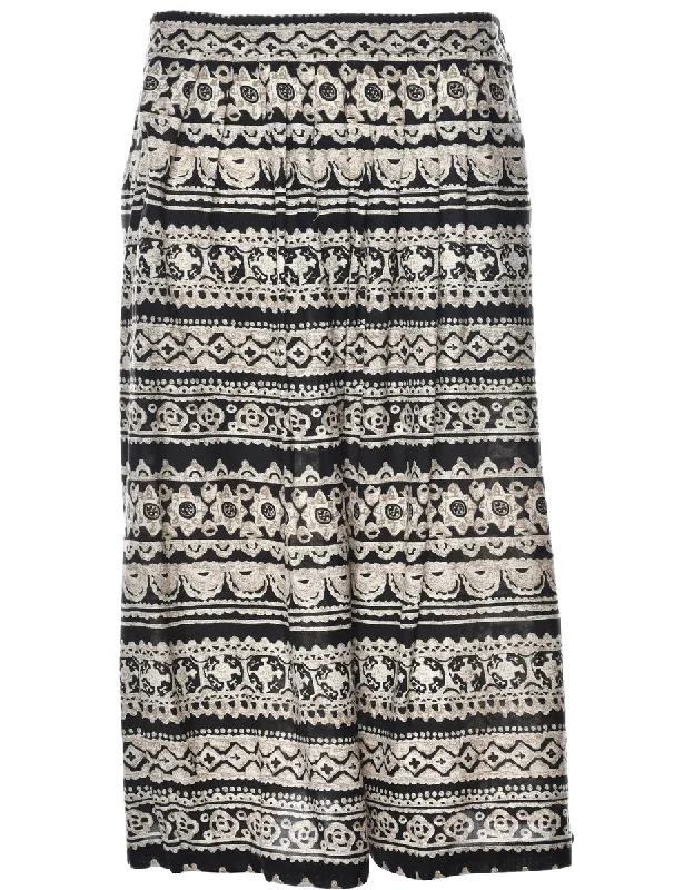 Abstract Print Maxi Skirt - M denim skirt stylish