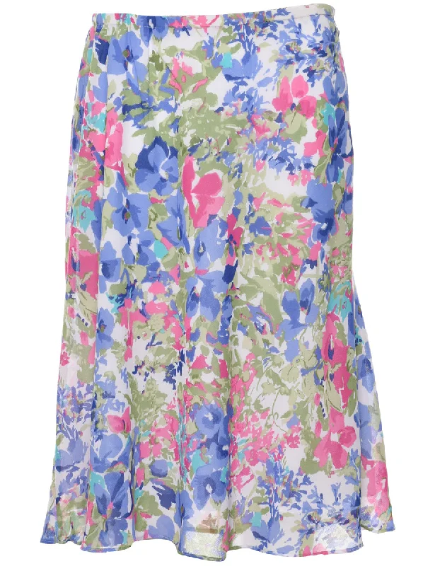 Abstract Print Midi Skirt - M leather skirt refined