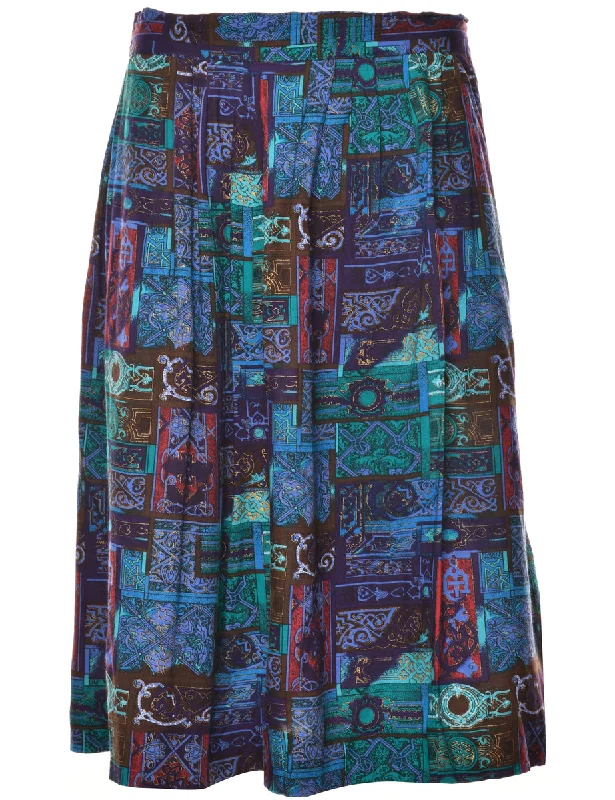 Abstract Print Skirt - L wool skirt warm